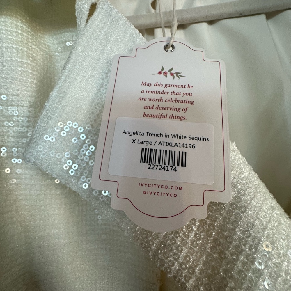 Ivy City Co Angelica White Sequin Trench Coat - Picture 2 of 4